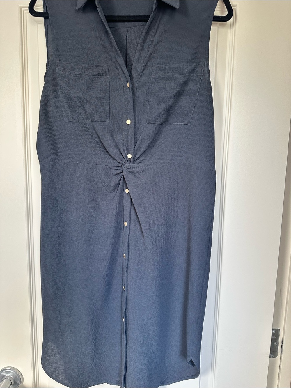 Jones New York Navy Sleeveless Twist-Front Midi Dress